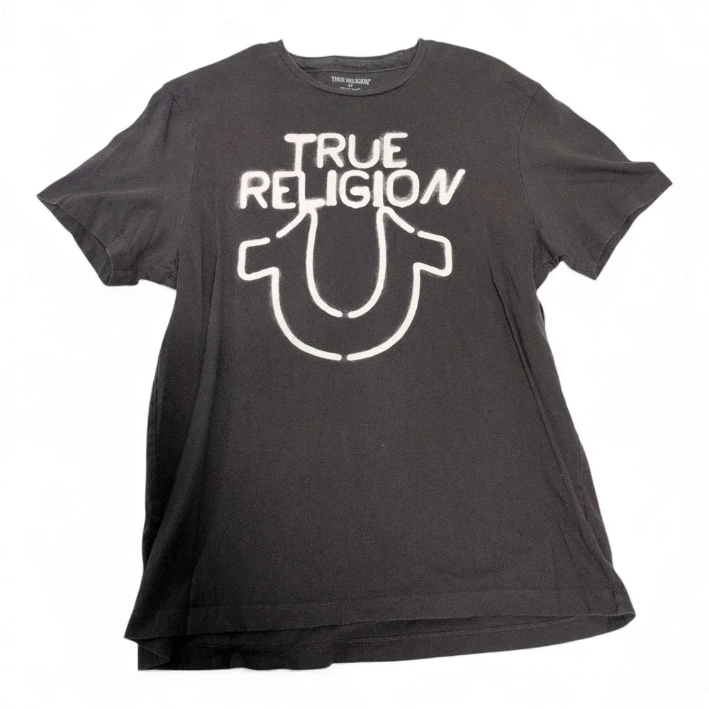 True Religion Men's Gray Logo Graphic Tee XXL
